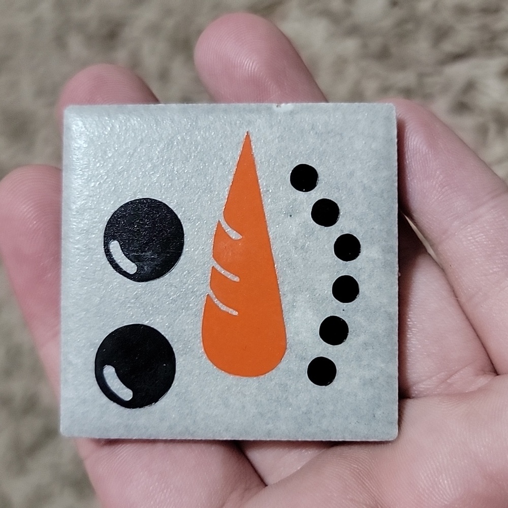 Snowman Face Tile Magnet – Handmade – Winter Holiday Decor